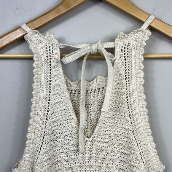 Universal Thread Beige Cotton Crochet Knit Sleeveless Romper Sz S NWT - Picture 7 of 14